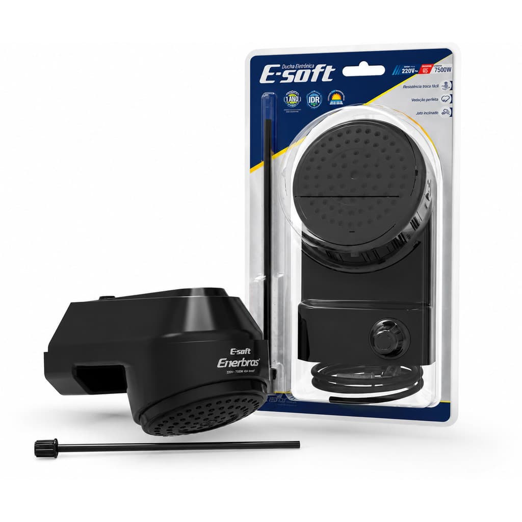 Chuveiro Ducha eletrônica Preto 220v 7500w E-soft Enerbras