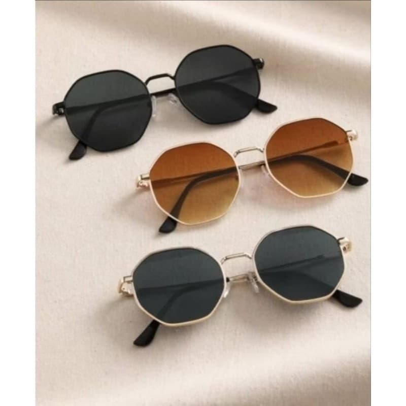 Kit 5/3/2  Óculos de Sol Hexagonal Na Moda de Uso Casual para Masculino e Feminino