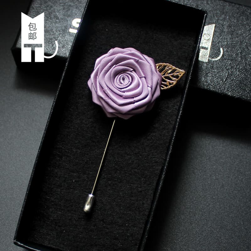 Fita rosa broche unissex broche noivo padrinhos terno camisa broche de dupla utilização bolso toalha pino