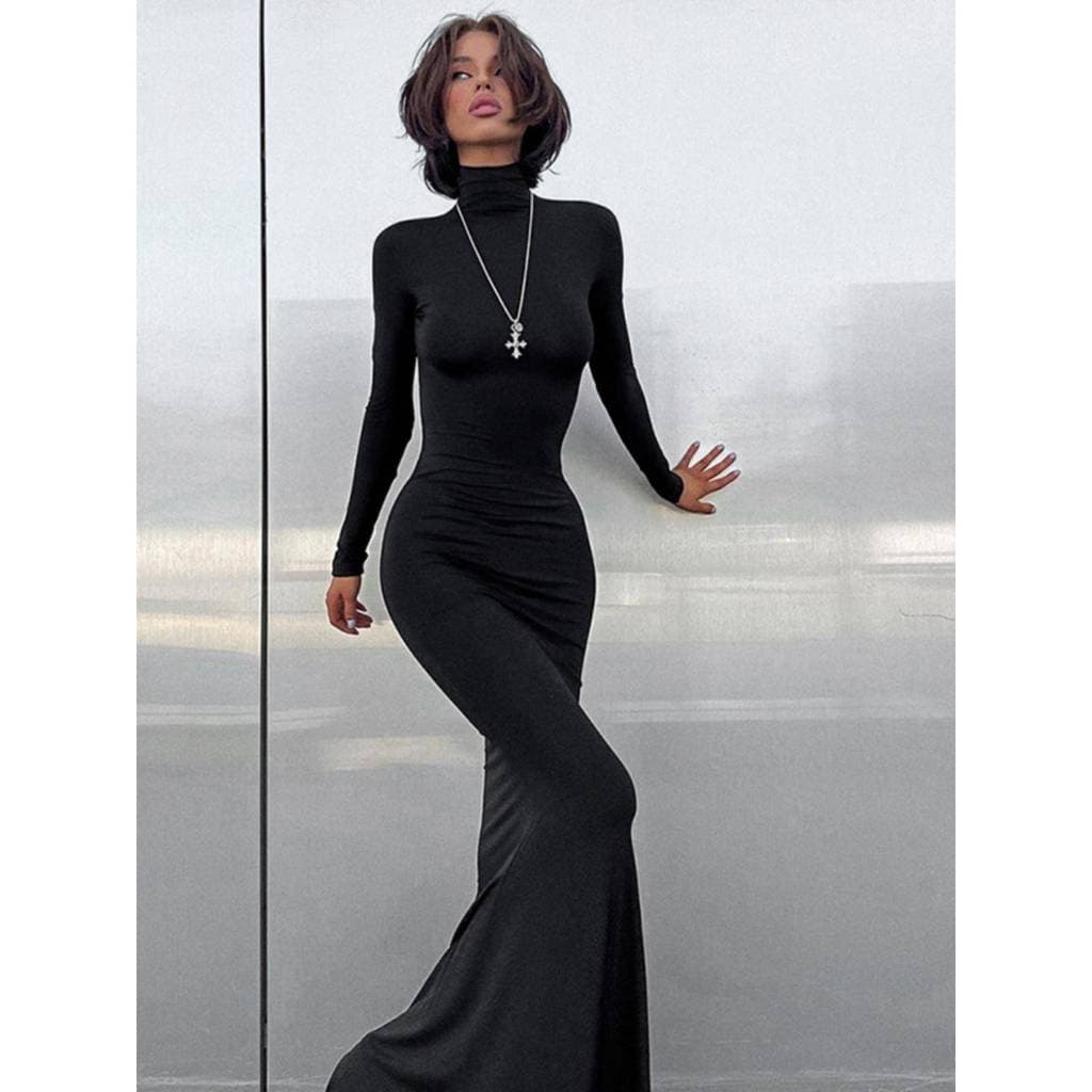 Moda europeia americana novo estilo temperamento menina quente magro-ajuste Hip-embalado Fishtail saia longa All-match S