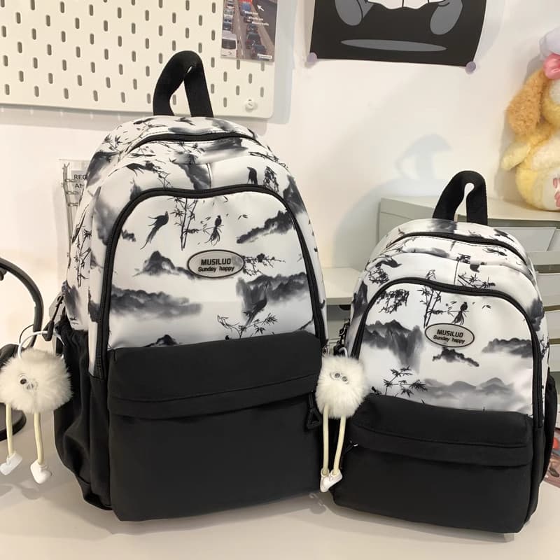 Mochila escolar Tie-Dye com tinta de ponto médio, escola primária feminina, primeiro a sexta série, estudante do ensino