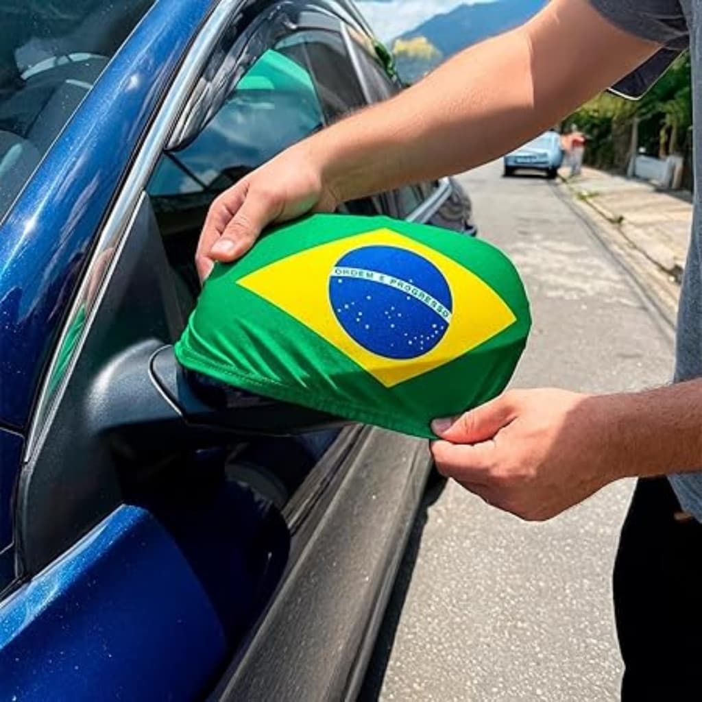 2X CAPA RETROVISOR BANDEIRA DO BRASIL TORCIDA ELEIÇÕES 2026