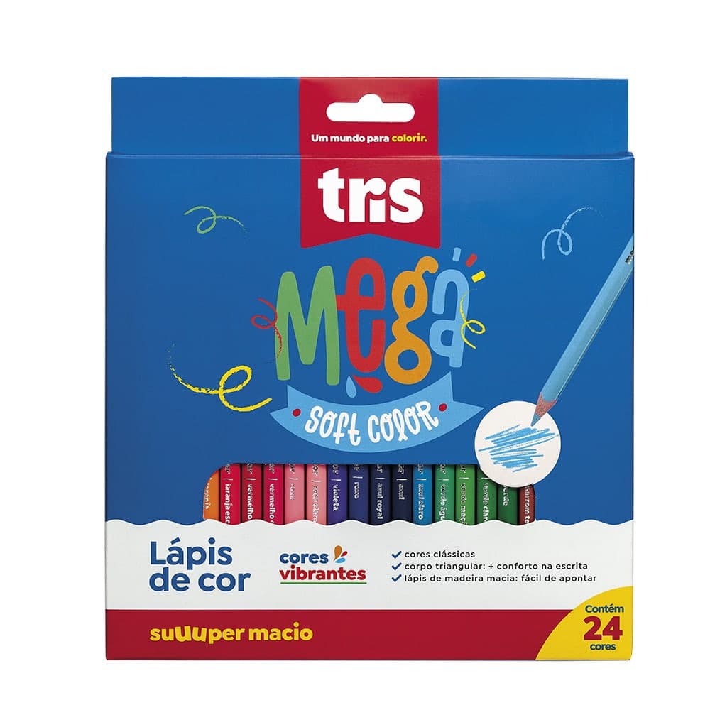 Lápis de Cor 24 Cores Tris Mega 678252