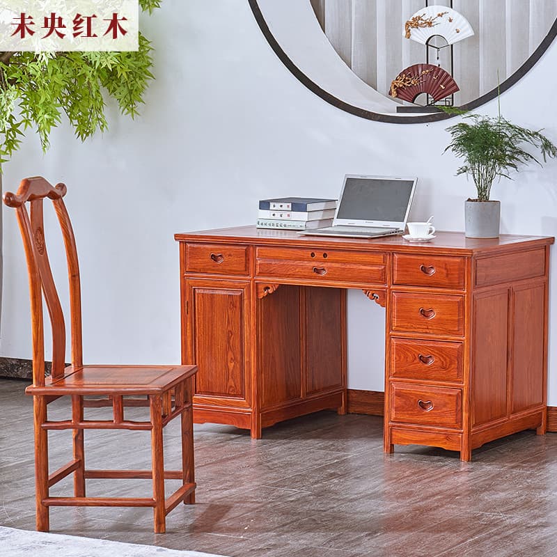 Mesa de mogno novo estilo chinês mesa de escrita de madeira maciça mesa de computador ouriço vermelho sândalo mesa de es