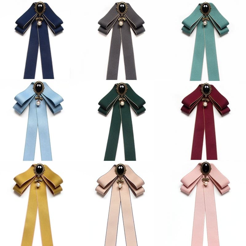 Colar flor feminino estilo Preppy estudante graduação arco banco aeromoça profissional gravata borboleta terno de marinh