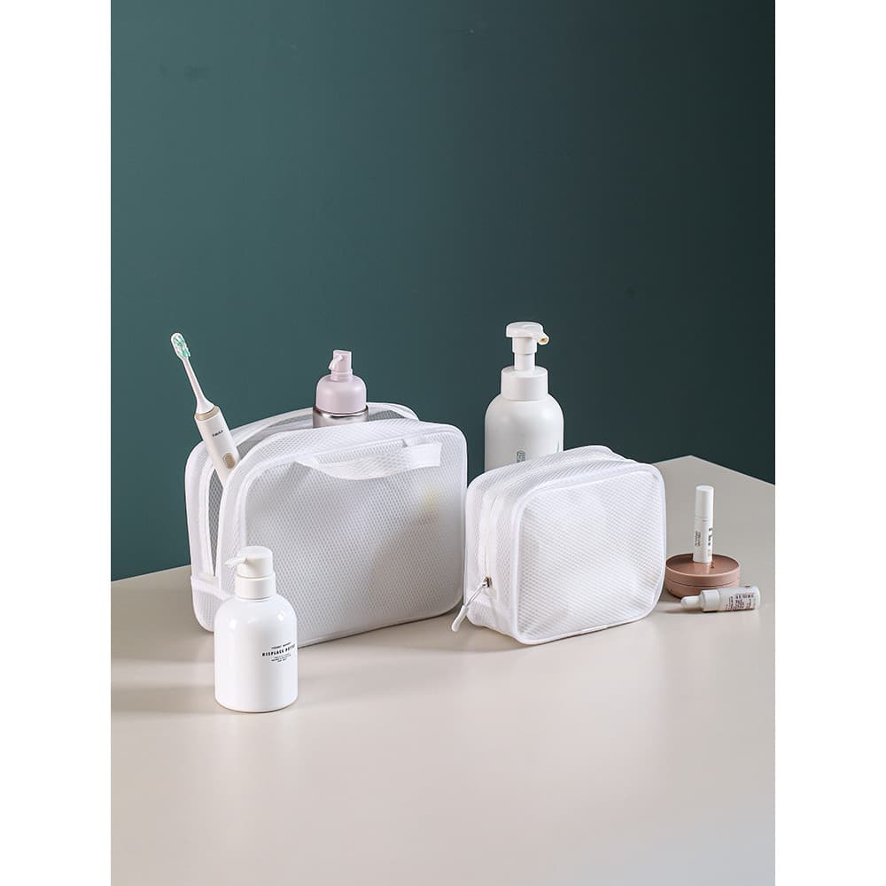 Saco de toalete feminino portátil à prova dwaterproof água branco EVA malha transparente das mulheres dos homens viagem
