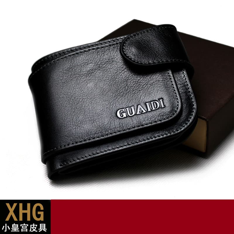 Carteira masculina de couro genuíno carteira curta primeira camada de couro moda carteira Horizontal masculina tendência