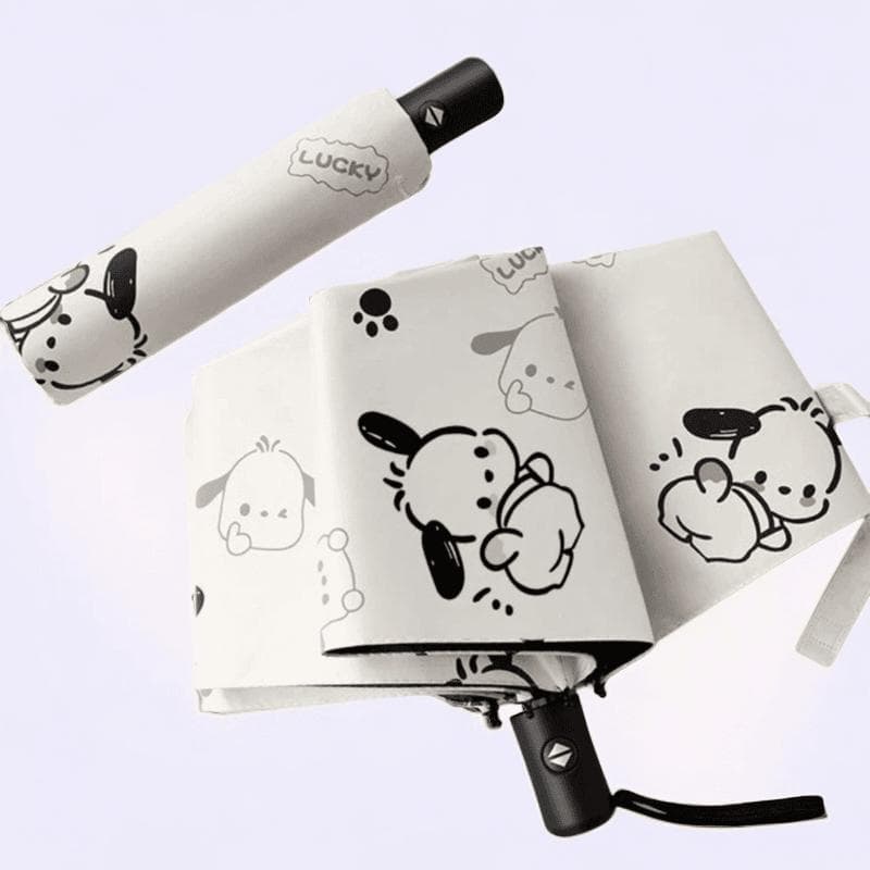 Japonês bonito Pacha cão guarda-chuva totalmente automático feminino chuva ou chuva dupla utilização protetor solar Anti