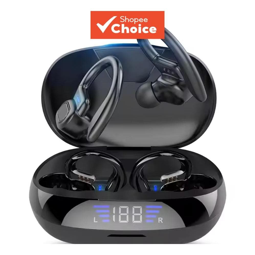 Fones de Ouvido Originais SP106M, Gancho Auricular Esportivo, Fones Intra-Auriculares com Microfones, Visor LED de
