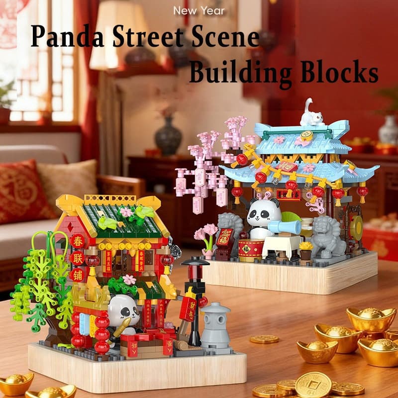 Blocos De Construção De Pátio Pequeno Em Forma De Panda , Montagem De Brinquedos , Partículas , Meninos E Meninas , Pres