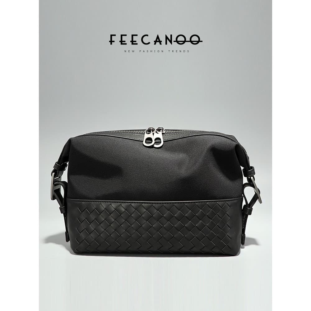 Versão coreana embreagem masculina Casual embreagem Oxford pano com couro tecido embreagem saco de higiene pessoal saco