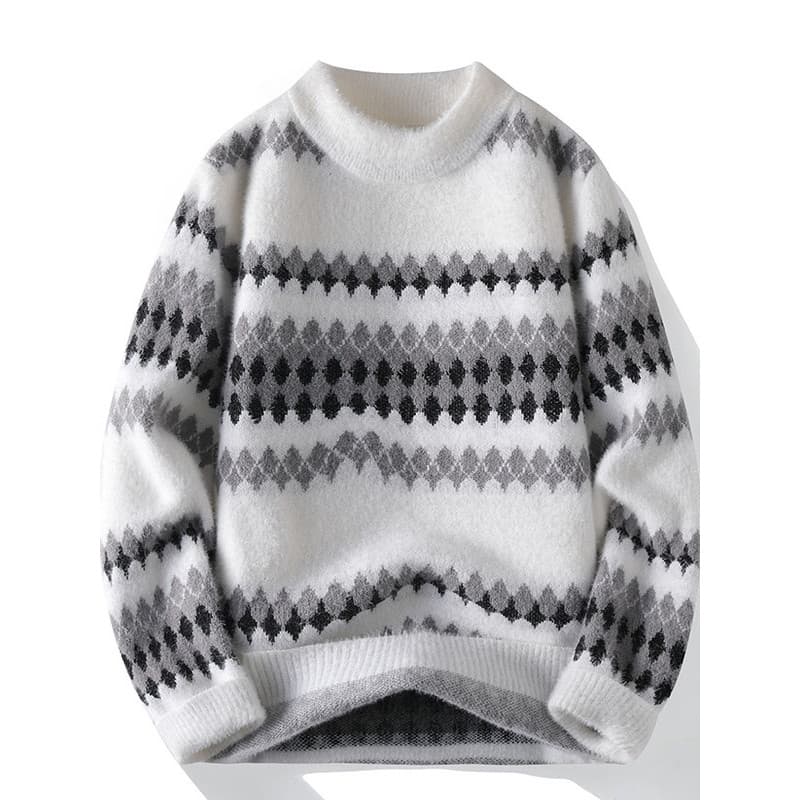 Inverno Jacquard manga comprida camiseta pulôver masculino camisola versão coreana na moda Casual adolescente estudante