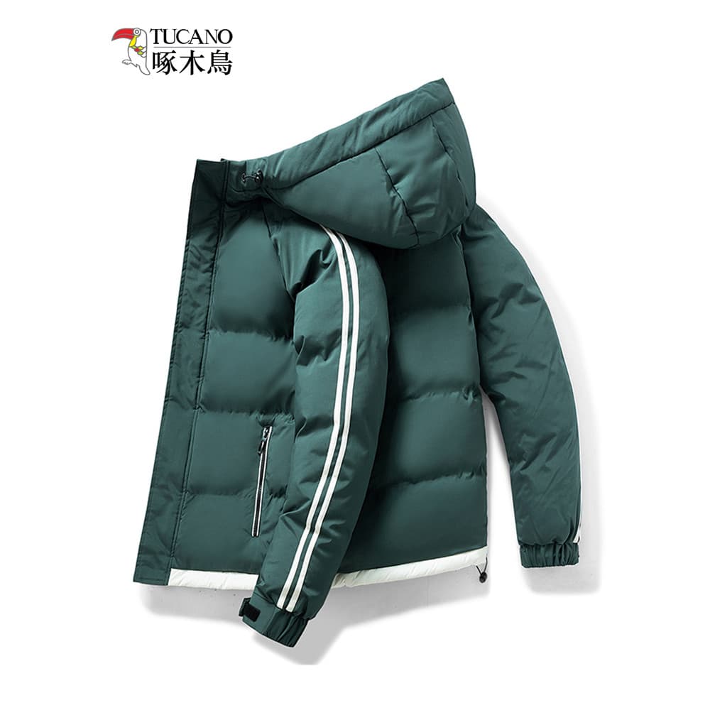 Woodpecker inverno acolchoado jaqueta masculina com capuz fino-ajuste térmico acolchoado jaqueta juventude Casual grosso