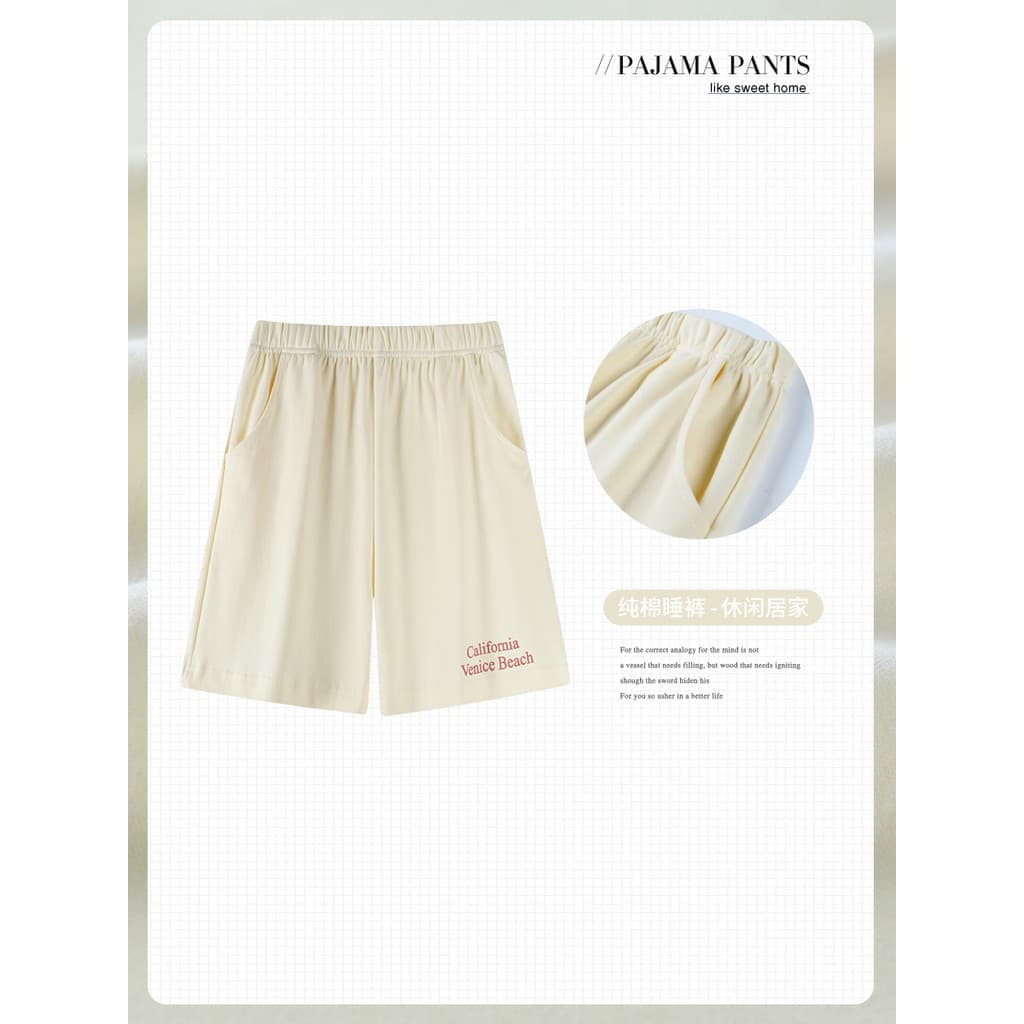 Calças de pijama senhoras verão Shorts puro algodão estilo fino solto tamanho grande 100kg Casual casa cor sólida algodã