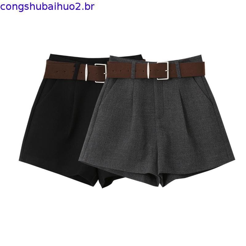 Curto saia alfaiataria juvenil [Ou Fan] high-end Estrutura cintura alta shorts de lã das mulheres 20