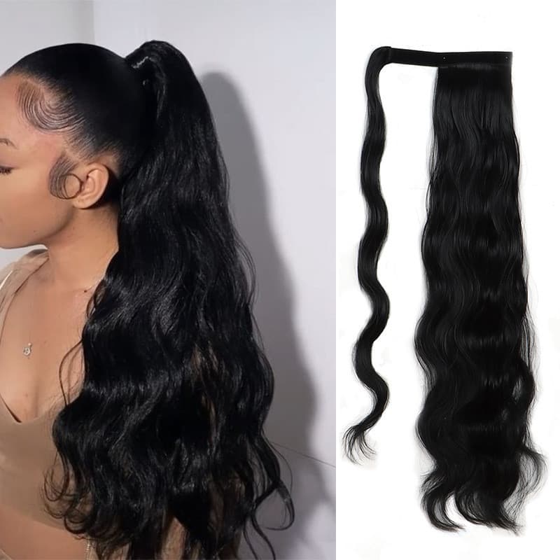 Rolo de ovo duplo rabo de cavalo Velcro feminino peruca de rabo de cavalo alto longo cabelo encaracolado simulação fofo