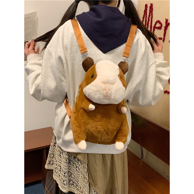 Peludo cobaia boneca mochila bonito boneca cobaia brinquedo de pelúcia saco menina presente de aniversário boneca