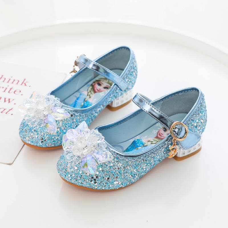 2026 primavera outono novo estilo crianças sapatos de cristal de salto alto meninas Elsa princesa sapatos menina único s