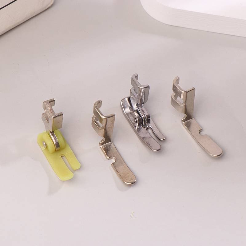 Forforce1 Conjunto De Calcador De Zíper Para Máquina De Costura Antiga De 4 Unidades (Pé Ferro , Plástico , Furo Esquerd