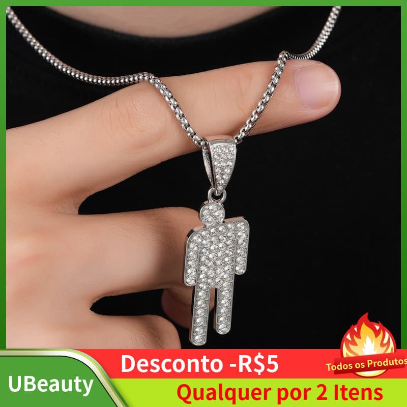 Colar Hip Hop Vilão, Colar Hip Hop de Aço Inoxidável com Zircônia e Pingente Redondo, Acessórios de Vestuário, Joias de