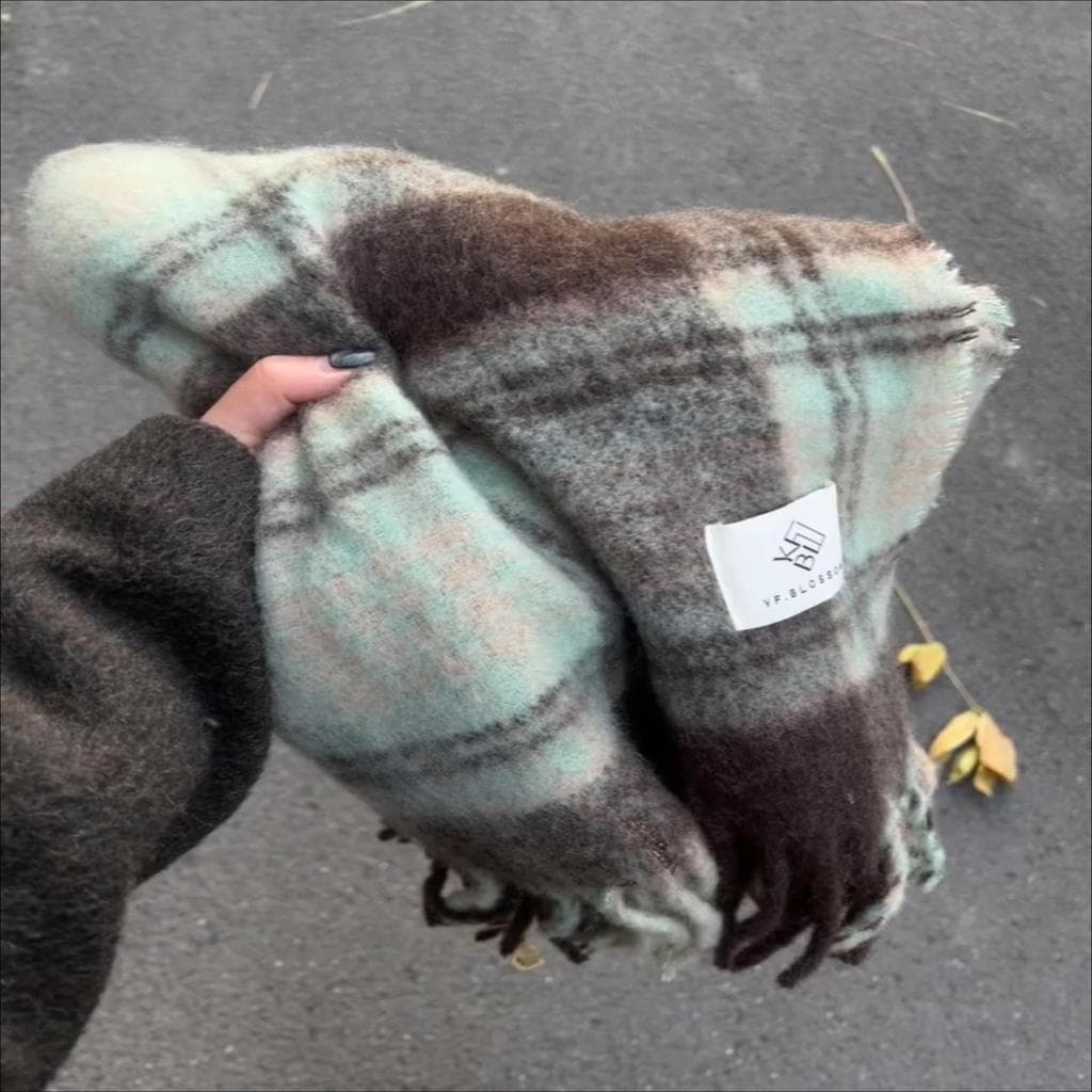 Menta verde cachecol outono inverno feminino estilo coreano atmosfera sentir pelúcia engrossado quente livre menina xale