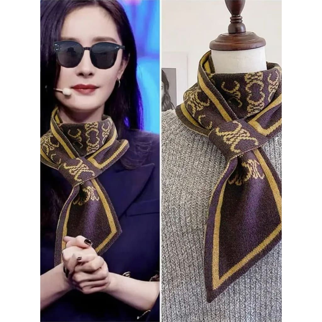 Lenço pequeno feminino inverno 2026 novo estilo All-Match versão coreana decorativo elegante cachecol dupla face de malh