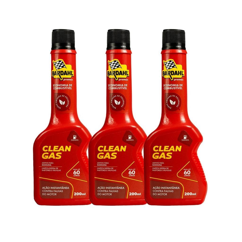 Aditivo Combustível Bardahl Clean Gas 200ml Kit 3 Un.