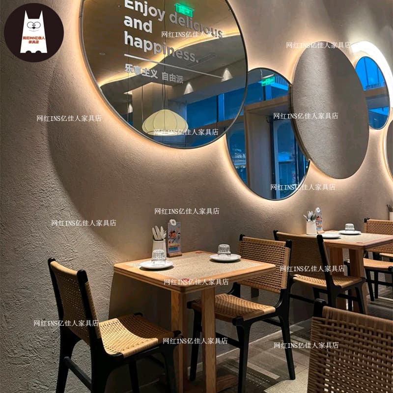 Influenciador restaurante ocidental pedra de quartzo Terrazzo mesa de jantar café sobremesa loja Bar mármore madeira mac