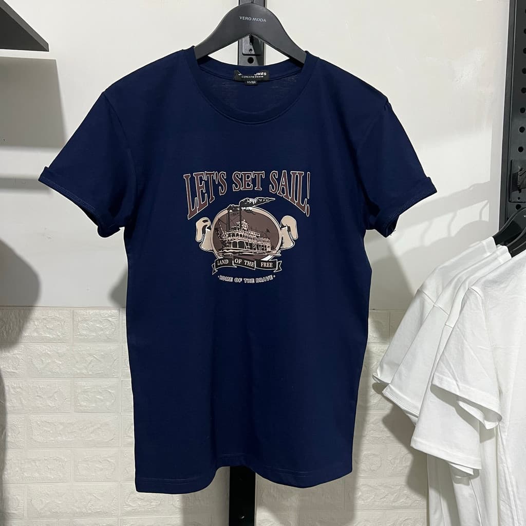 Jj Cut Label Masculino Verão Puro Algodão Em Torno Do Pescoço Estilo Fino Elástico Confortável Simples Impresso Casual M