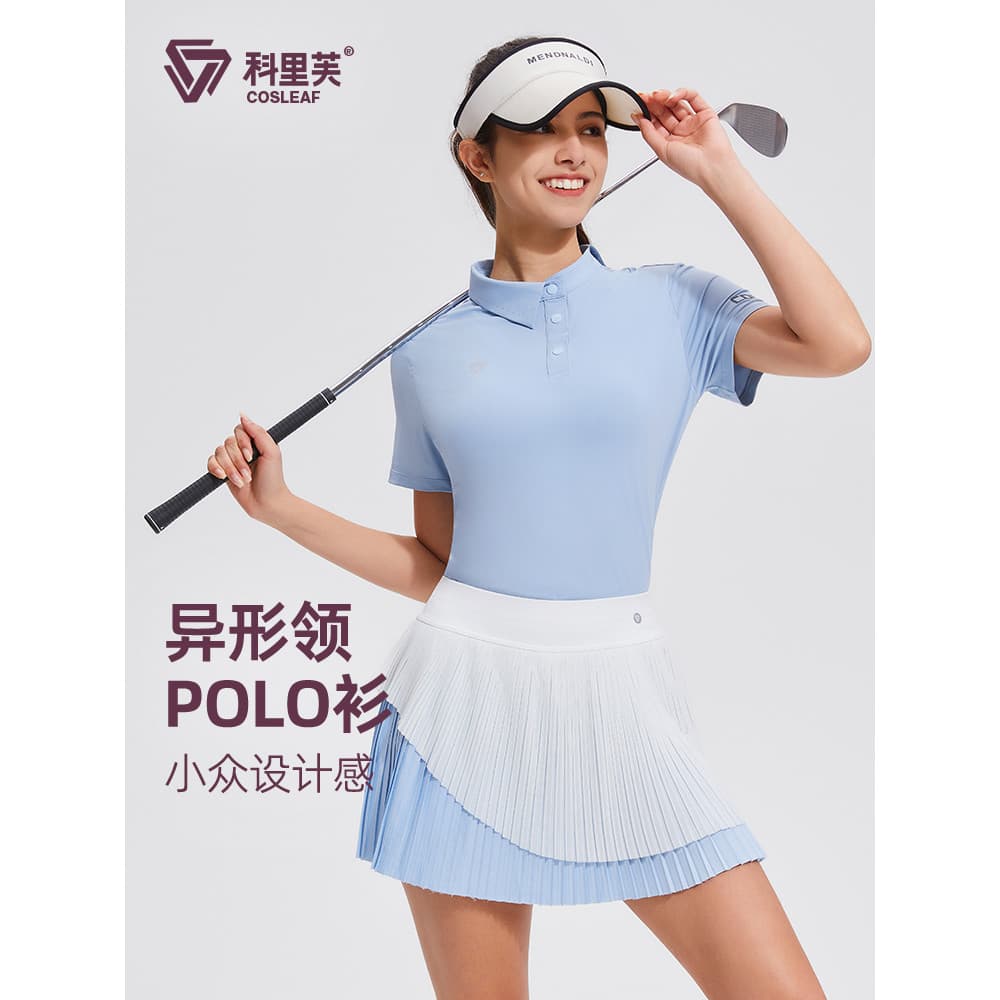 Cliff esportes topo feminino verão gola alta estiramento Casual camisa POLO moda respirável Fitness Yoga roupas de manga