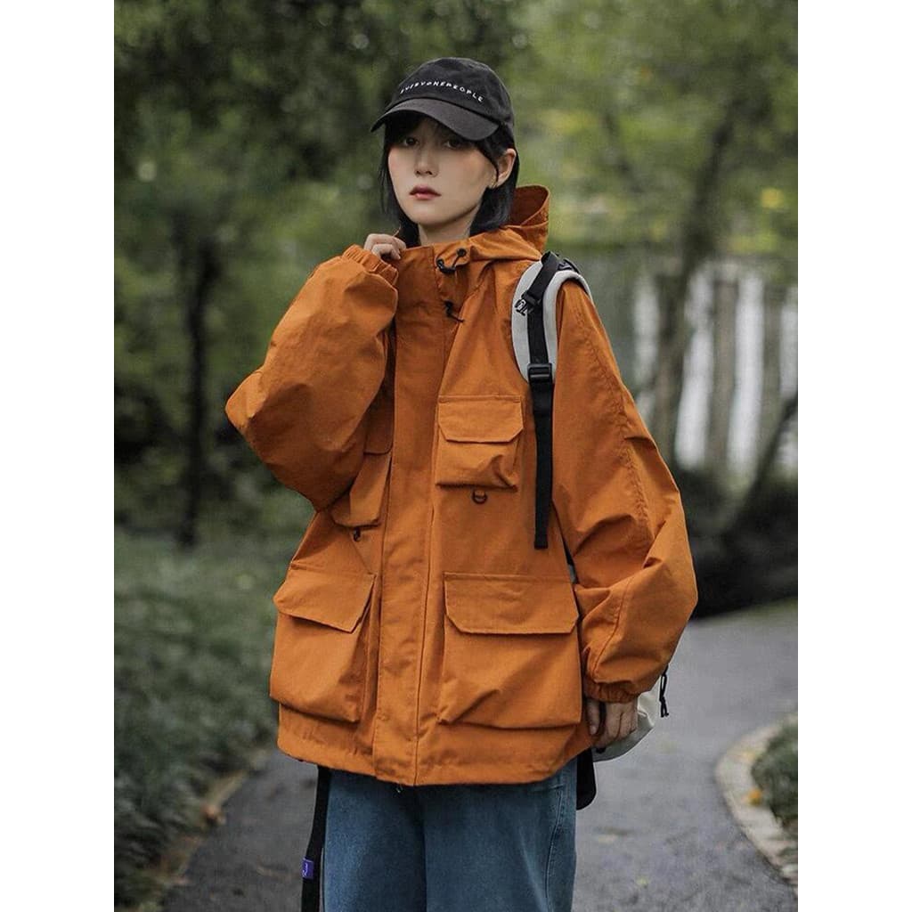 Jaqueta marrom vermelha feminina 2025 novo estilo primavera jaqueta ao ar livre à prova de vento na moda caminhadas jaqu
