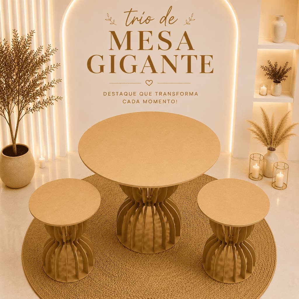 Mesa Ampulheta trio para decoração de festas estúdio fotográfico lojas