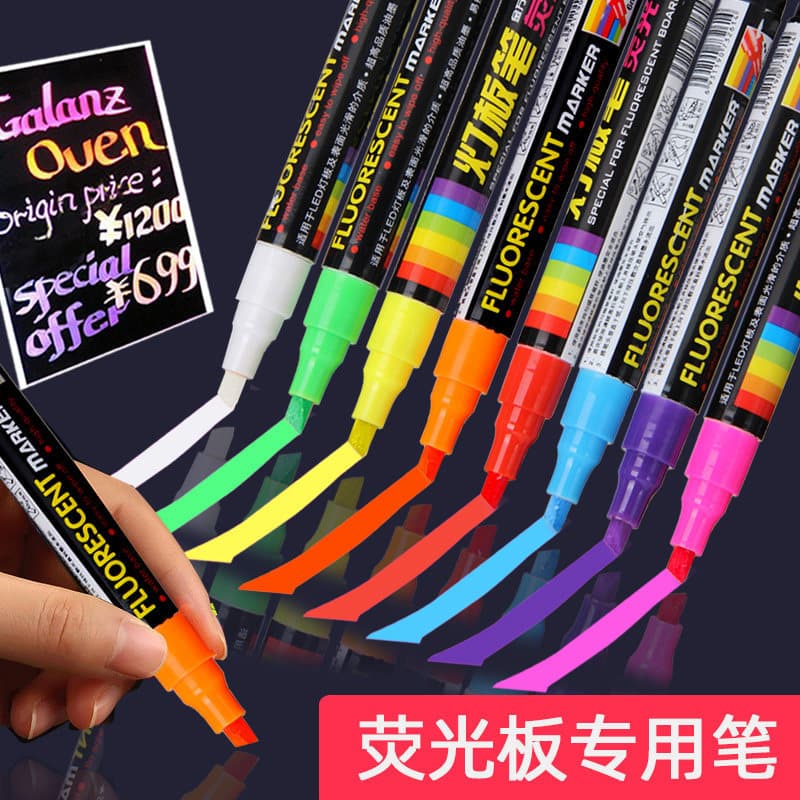 Jinwannian Placa Fluorescente Esfoliante Caneta Especial Quadro de Publicidade Caneta Fluorescente Quadro Negro Caneta A