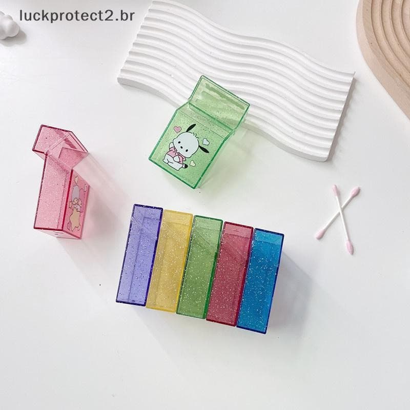 L-Bag Cartoon Sanrio Clear Glitter Caixa De Armazenamento Kpop Photo Card Holder Hello Kitty Kuromi Flip Lid Case Porta-