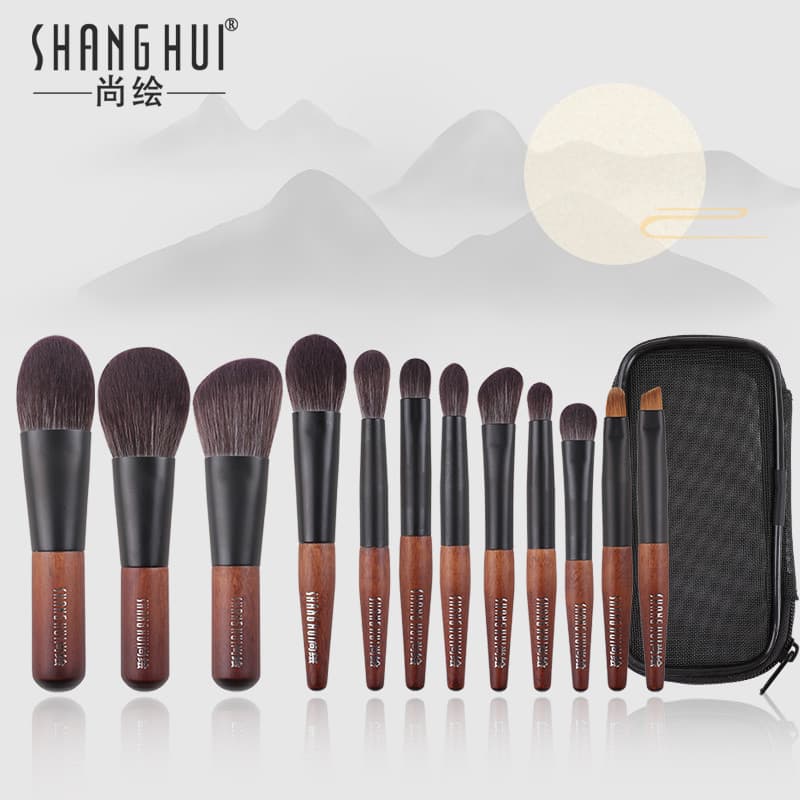Shanghu Mini conjunto de pincéis de maquiagem portátil pequena sombra nariz sombra mancha escova Cangzhou genuíno conjun