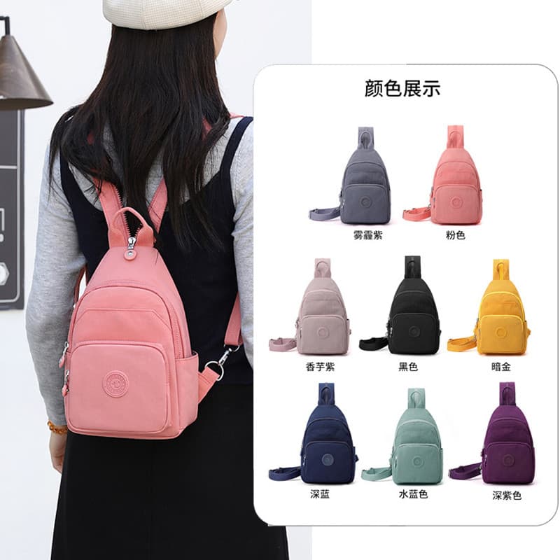 Bolsa de peito multifuncional feminina bolsa mensageiro Mini leve pequena mochila All-Match elegante bolsa de três propó