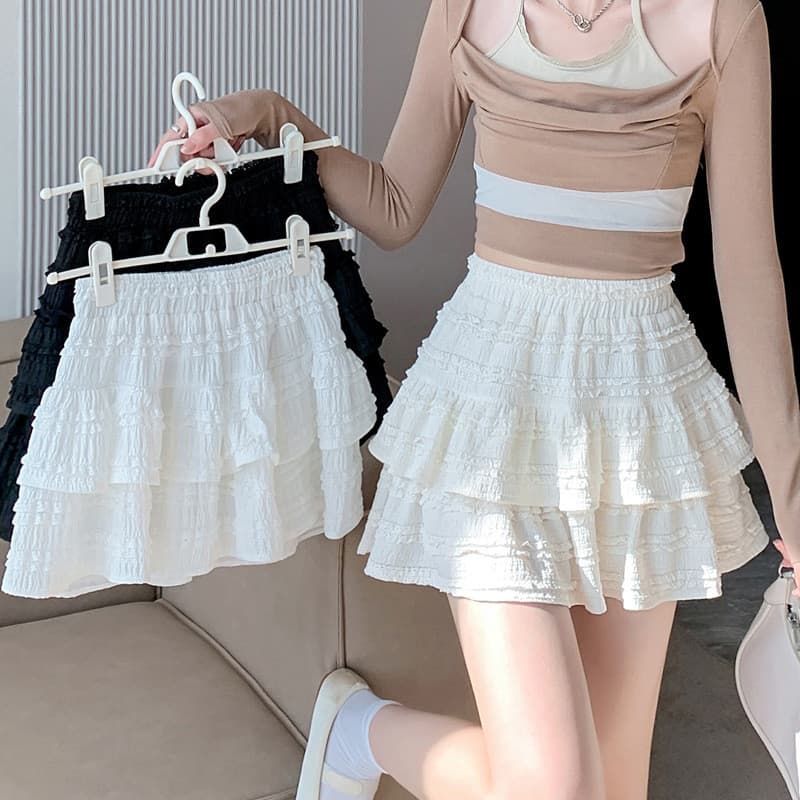 Saia estilo balé feminina 2026 novo estilo versão coreana saia de bolo cintura alta mais magro olhar princesa saia curta