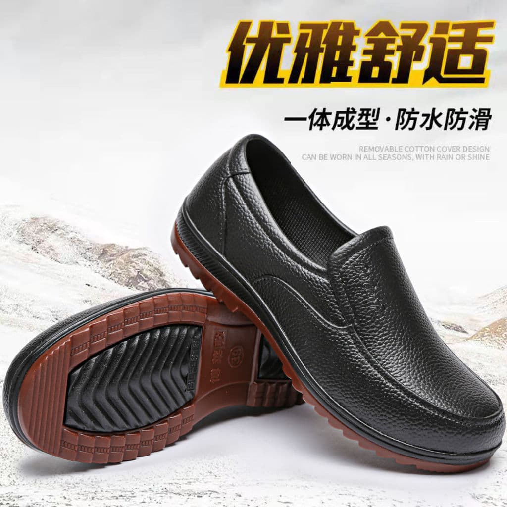 Botas de chuva masculinas com sola de tendão de carne, cano baixo, antiderrapante, à prova d'água, resistente ao desgast