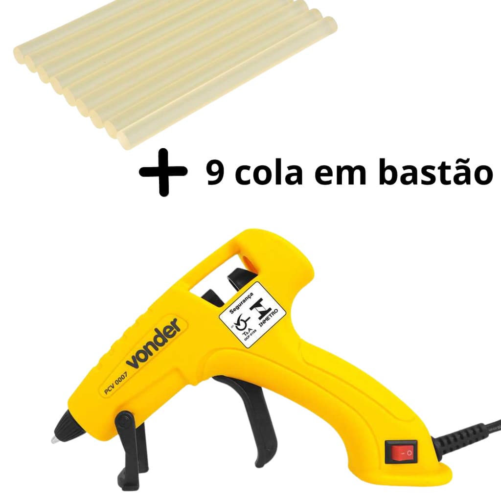 KIT PISTOLA DE COLA QUENTE + BASTÃO DE COLA QUENTE PCV0007 VONDER