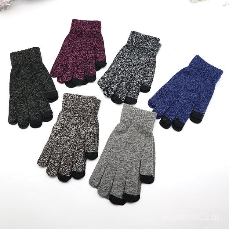 Luvas de tela sensível ao toque luvas de lã de cinco dedos feminino inverno telefone móvel outono inverno manter quente