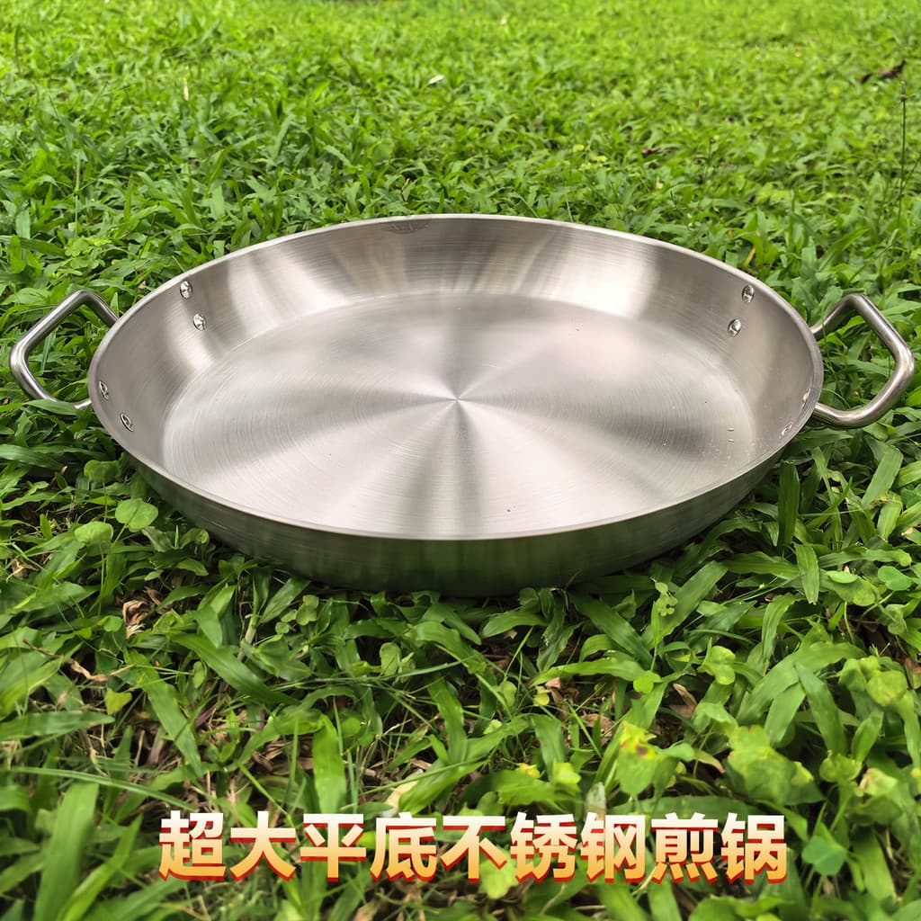 Panela de indução com fundo grosso de três camadas para panqueca de grande capacidade