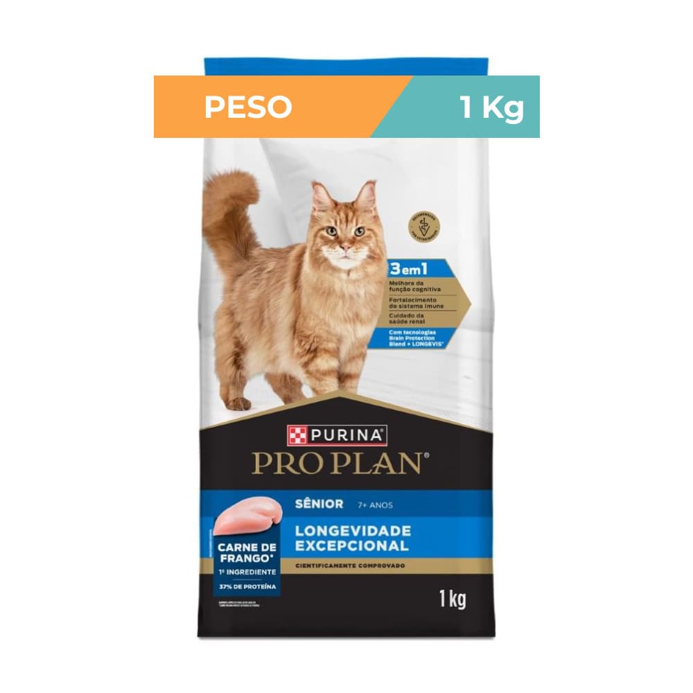 Ração Pro Plan Longevidade Gatos Sênior 7+ 1kg Purina