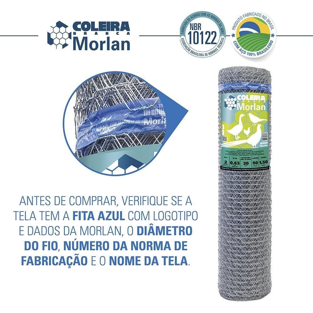 Kit 2 Tela Coleira Branca Morlan Para Galinheiro 2" 23x1,50x50m