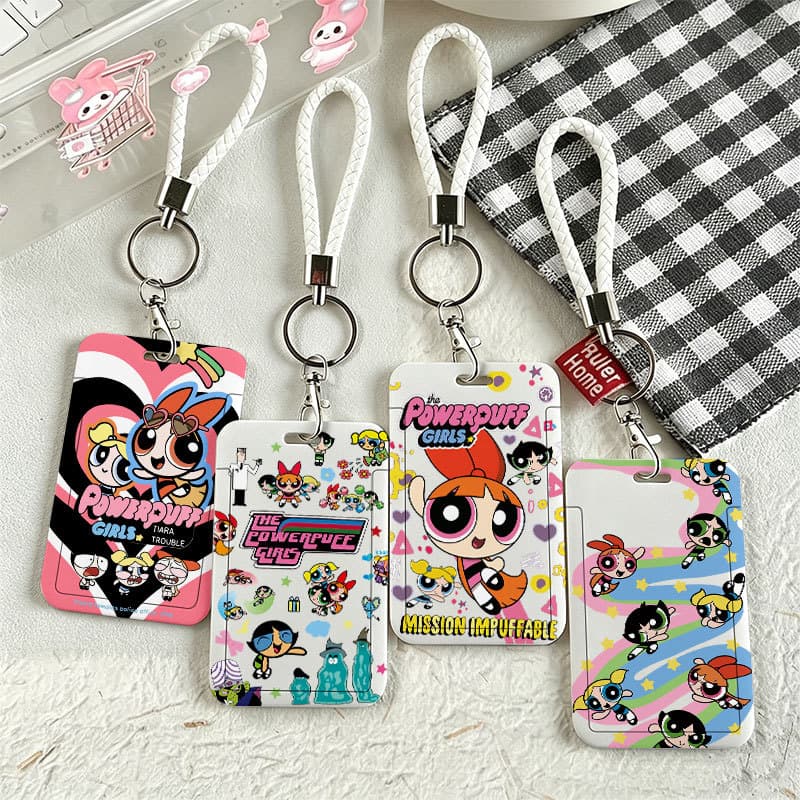 Porta-Cartões Fofo Para Meninas Superpoderosas , Protetor De Identificação Kawaii Cartão De Refeição De Campus De Estuda