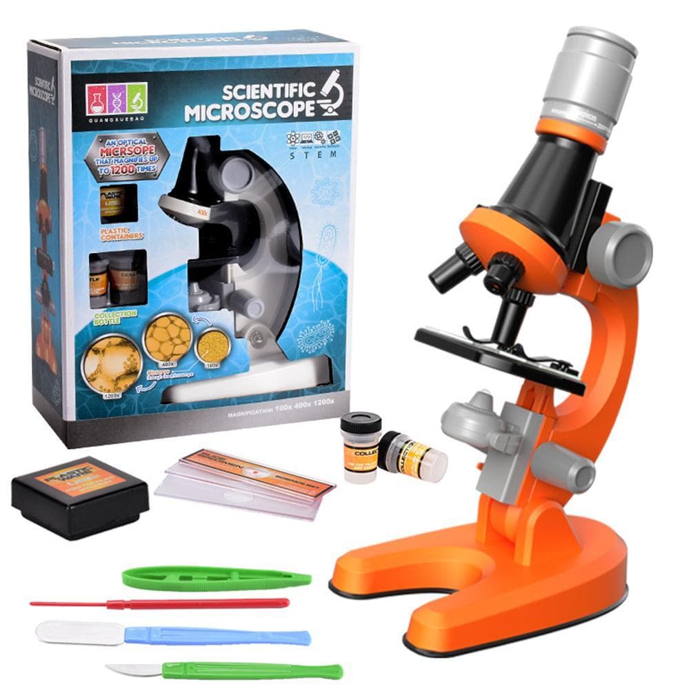 [WON] Kit De Microscópio Para Crianças 100X 400X 1200X Estudantil Iniciantes Kits Científicos Brinquedo Educacional