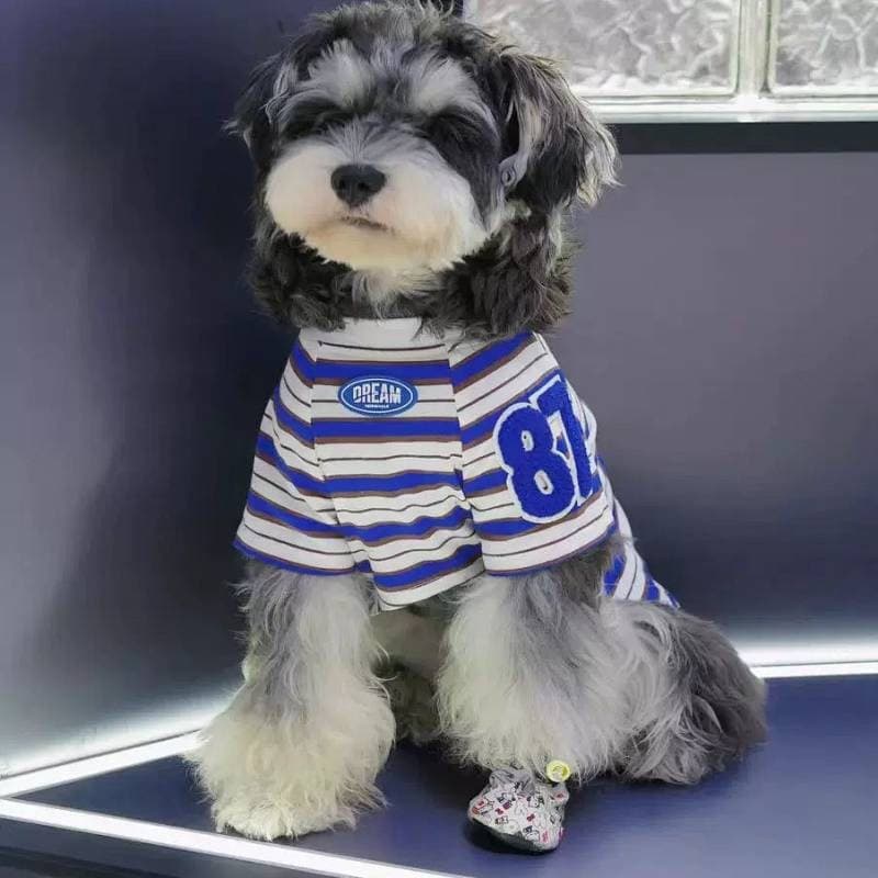 Roupas Para Cães De Estimação Primavera E Verão Gato Pequeno Cão Jarre Aero Bull Bichon Schnauzer Listrado Novo Colete F
