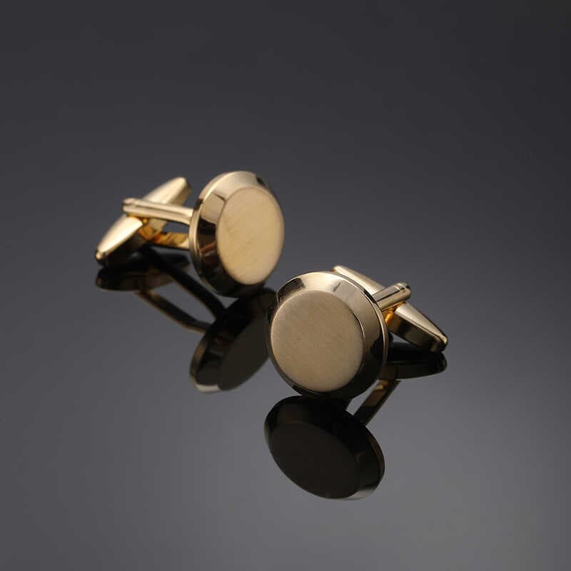 Simples camisa francesa abotoaduras abotoaduras manguito unhas terno de negócios masculino acessórios dourado redondo es