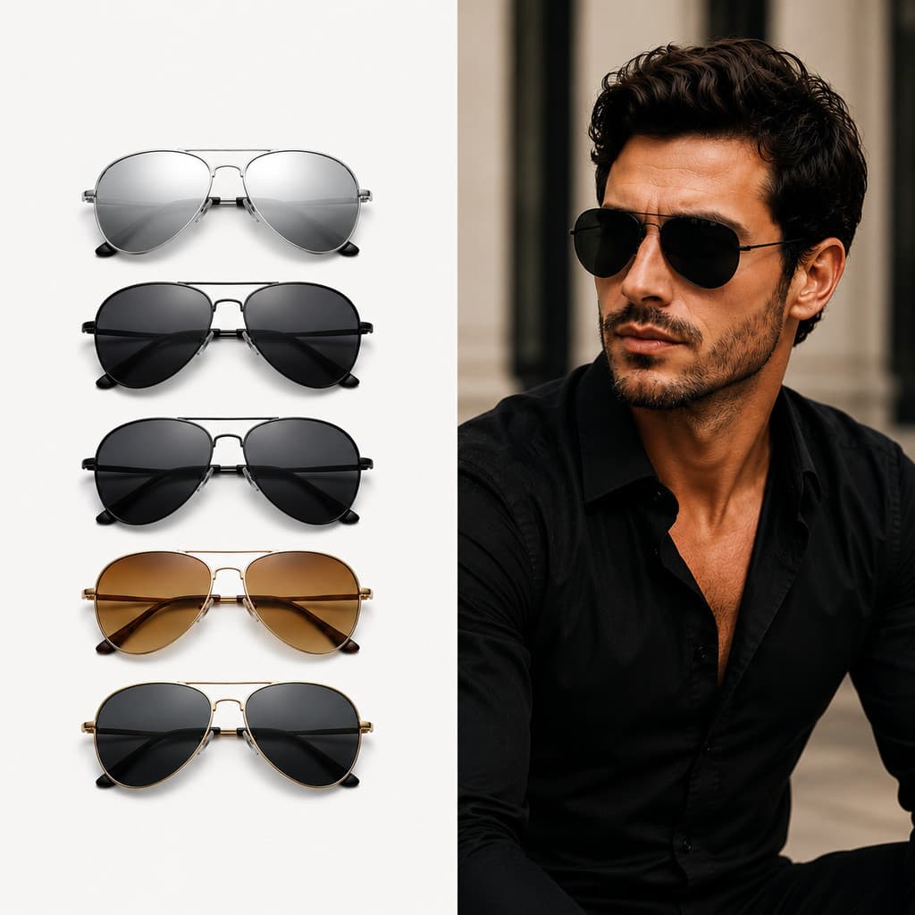 Kit com 5 Óculos aviador lentes em cristal com Proteção UV400