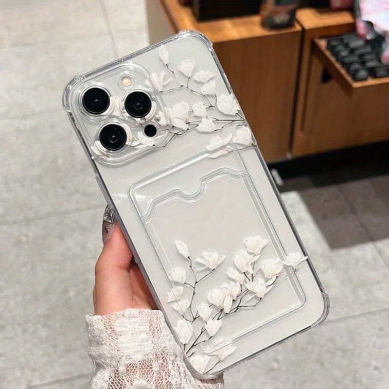 Capinha magnolia transparente com cartãoa Anti-impacto Para Samsung A07 A16 A17 S25 PLUS EDGE A14 A54 A55 A35 A23