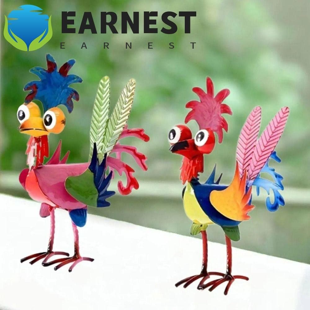 Estátuas De Galo De Jardim EARNEST , Ornamentos Metal De Ferro De Arte De Quintal , Estatuetas Realistas À Prova De Ferr